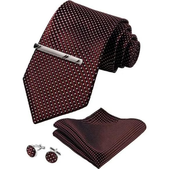 Mens Ties Set in Gift Box/ Dark Burgundy - Picture 1 of 5